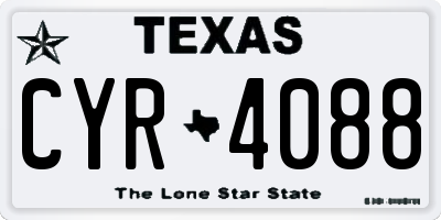TX license plate CYR4088