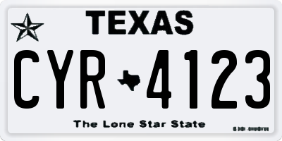 TX license plate CYR4123