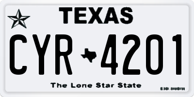 TX license plate CYR4201