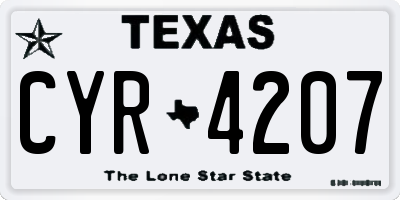 TX license plate CYR4207