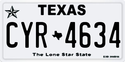 TX license plate CYR4634