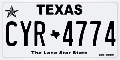 TX license plate CYR4774