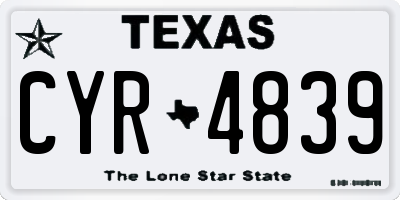 TX license plate CYR4839