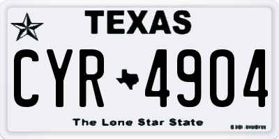 TX license plate CYR4904
