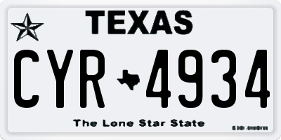 TX license plate CYR4934