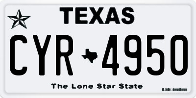 TX license plate CYR4950