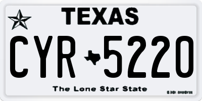 TX license plate CYR5220