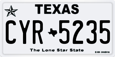 TX license plate CYR5235