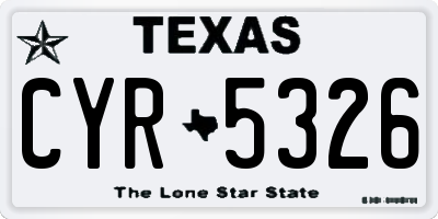 TX license plate CYR5326