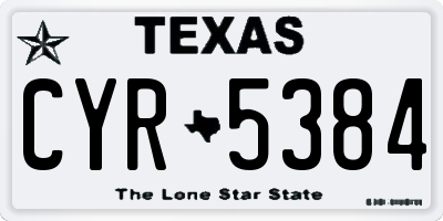 TX license plate CYR5384