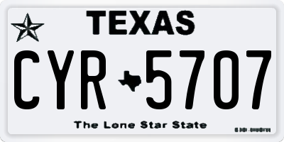 TX license plate CYR5707