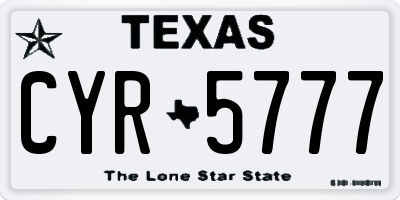 TX license plate CYR5777