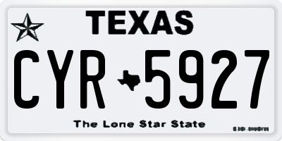 TX license plate CYR5927