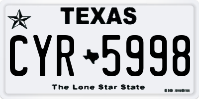 TX license plate CYR5998