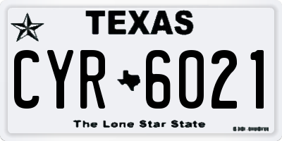 TX license plate CYR6021