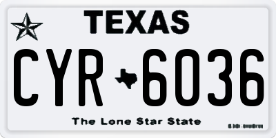 TX license plate CYR6036