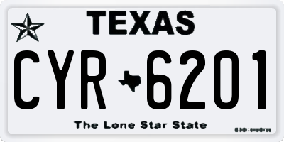 TX license plate CYR6201