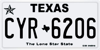 TX license plate CYR6206
