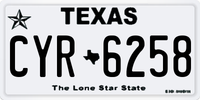 TX license plate CYR6258