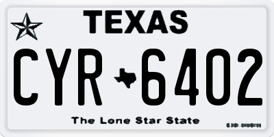 TX license plate CYR6402