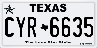 TX license plate CYR6635