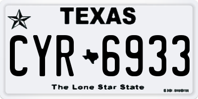 TX license plate CYR6933