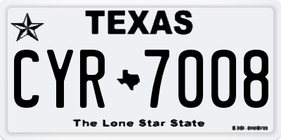 TX license plate CYR7008