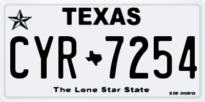 TX license plate CYR7254