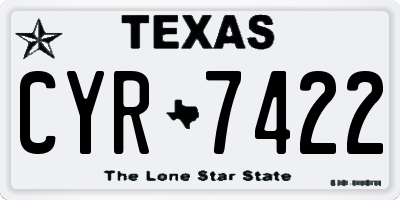TX license plate CYR7422