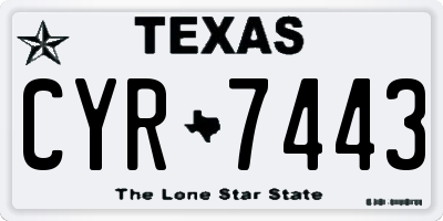 TX license plate CYR7443