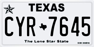 TX license plate CYR7645