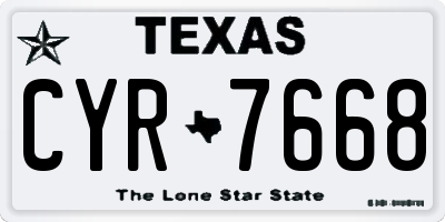 TX license plate CYR7668