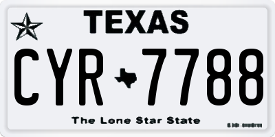 TX license plate CYR7788