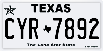 TX license plate CYR7892