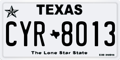 TX license plate CYR8013