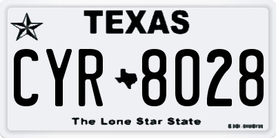 TX license plate CYR8028