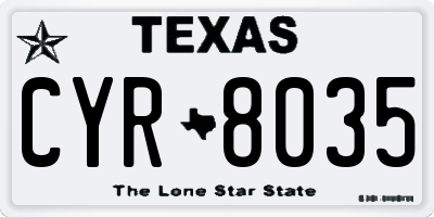 TX license plate CYR8035
