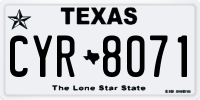 TX license plate CYR8071
