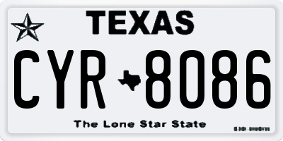 TX license plate CYR8086