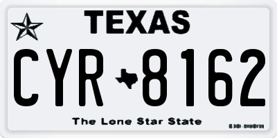 TX license plate CYR8162