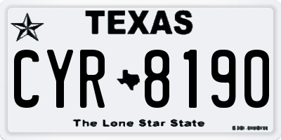 TX license plate CYR8190