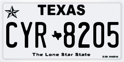 TX license plate CYR8205