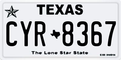 TX license plate CYR8367