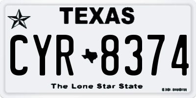 TX license plate CYR8374