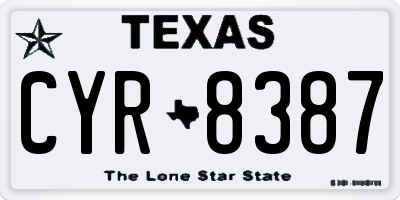 TX license plate CYR8387