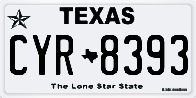 TX license plate CYR8393