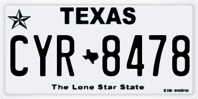 TX license plate CYR8478