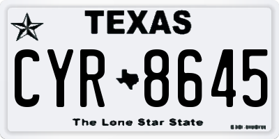 TX license plate CYR8645