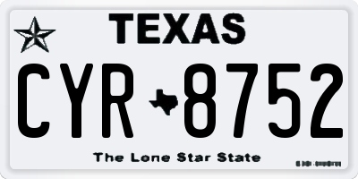 TX license plate CYR8752