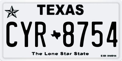 TX license plate CYR8754
